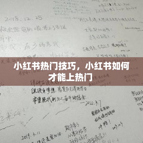 小红书热门技巧,小红书如何才能上热门
