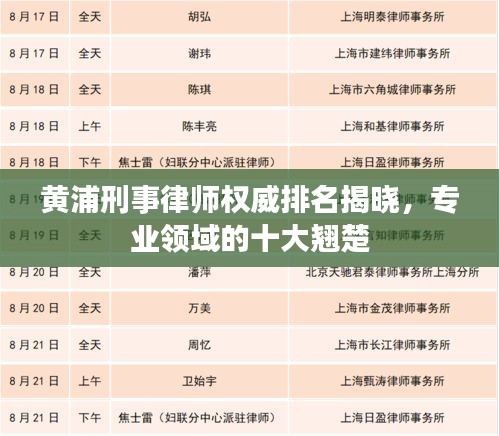 黄浦刑事律师权威排名揭晓,专业领域的十大翘楚