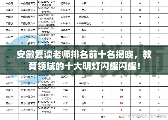 安徽复读老师排名前十名揭晓,教育领域的十大明灯闪耀闪耀!